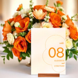 Oranger Hochzeitssonnenuntergang Tischnummer