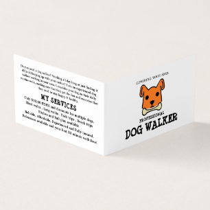 Oranger Hund mit Knochen, Dog Walker im Detail Visitenkarten