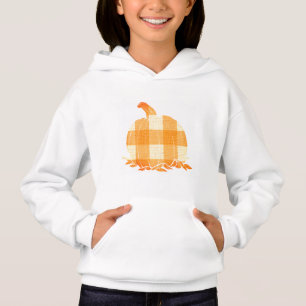 Oranger Karo-Kürbis Hoodie