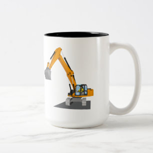 oranger Kettenbagger Zweifarbige Tasse