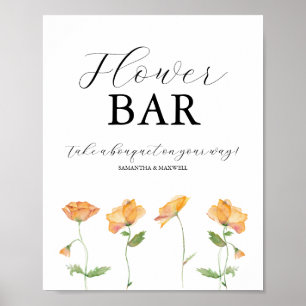 Oranger Klatschmohn Hochzeits Blumenvorhang Schild