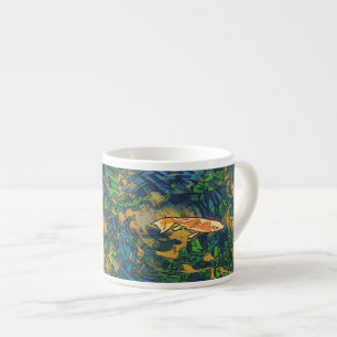 Oranger Koi-Fisch im Teich AI stilisierte Illustra Espressotasse
