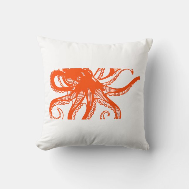 Oranger Krake  Kissen (Vorderseite)