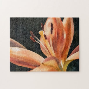 Oranger Lilien-Blumengarten Natur-Kunst-Puzzle