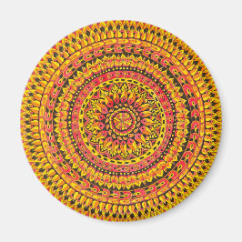 Oranger Mandala Original Kunst  Magnet