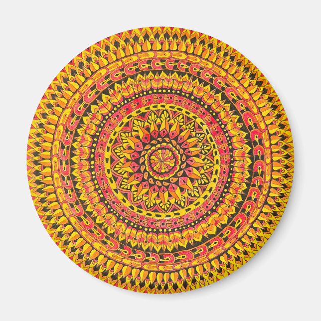 Oranger Mandala Original Kunst  Magnet (Vorne)