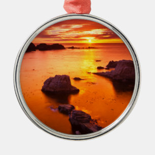 Oranger Meereshorizont, Sonnenuntergang, Kaliforni Silbernes Ornament