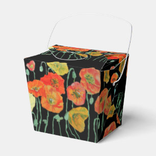 Oranger Mohn Floral Hochzeitstorte Gefallen Box Geschenkschachtel