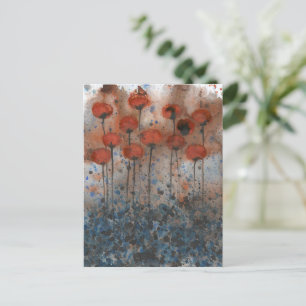 Oranger Mohn Wasserfarben Blumen Garten Postkarte