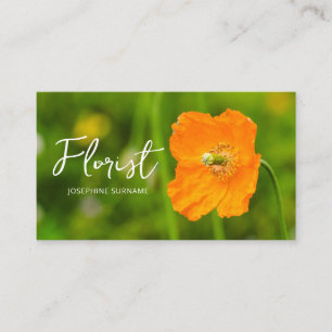 Oranger Mohnblumen Sommer Grüne Foto Florist Visitenkarte