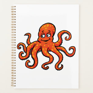 Oranger Oktopus Cartoon-Ozean-Meereskreatur Planer