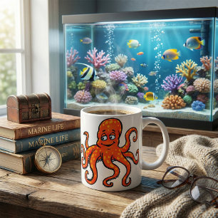 Oranger Oktopus Cartoon-Ozean Meerestier Kaffeetasse