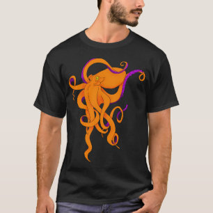 Oranger Oktopus T-Shirt