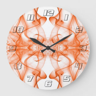 Oranger Rauch Symmetrischer Minimalistischer Weiße Große Wanduhr