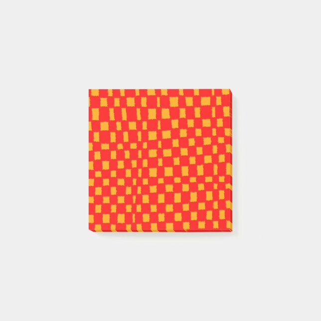 Oranger roter Schachbrettmuster lebendiges Karomus Post-it Klebezettel (Vorderseite)