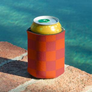 Oranger Rotes Schachbrett Retro-Geometrisches Karo Dosenkühler