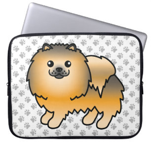 Oranger Sable Pomeranian Süßer Cartoon-Hund & Pfot Laptopschutzhülle