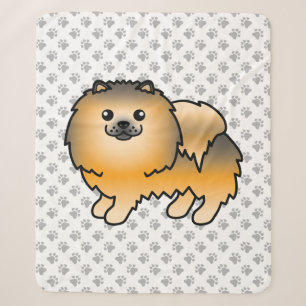 Oranger Sable Pomeranian Süßer Cartoon-Hund & Pfot Sherpadecke