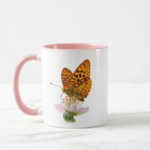 Oranger Schmetterling Blumen Pink Akzent Tasse