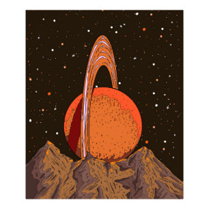 Oranger Science-Fiction-Planet Fotodruck