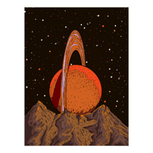 Oranger Science-Fiction-Planet Poster