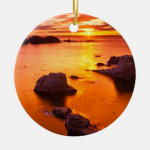 Oranger Seelandschaft, Sonnenuntergang, Kalifornie Keramik Ornament