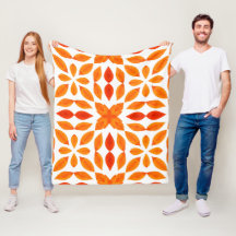 Oranger und roter geometrischer Blumen-Wurfdecke