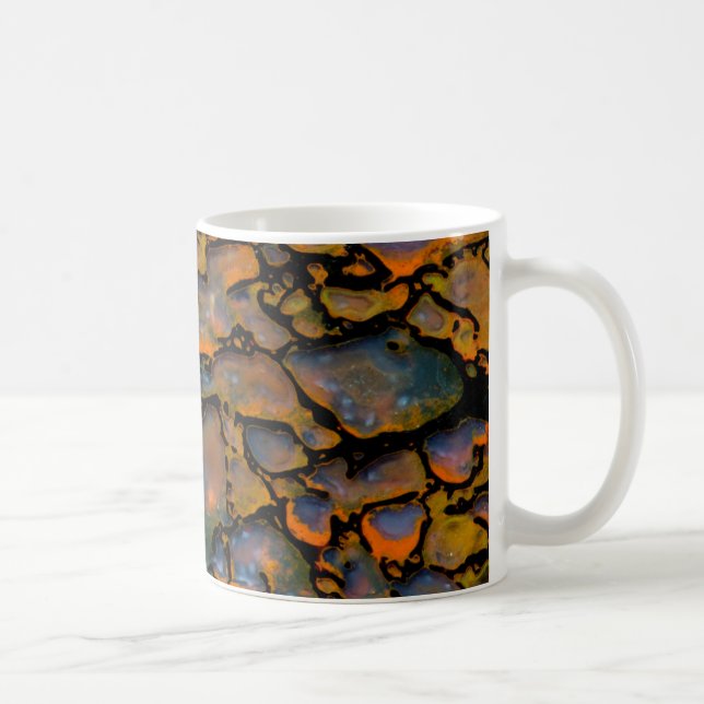 Oranger versteinerter Dinosaurierknochen Kaffeetasse (Rechts)
