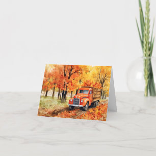 Oranger Vintage-Pickup-Truck im Herbst Blank