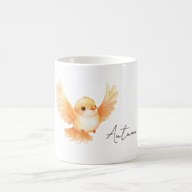 Oranger Vogel Kaffeetasse (Mittel)