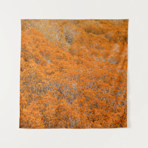 Oranger Wald Blick. Oranges Blatt Hintergrund. Her Wandteppich