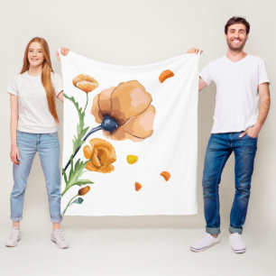 Oranger Wasserfarben-Mohn Fleecedecke