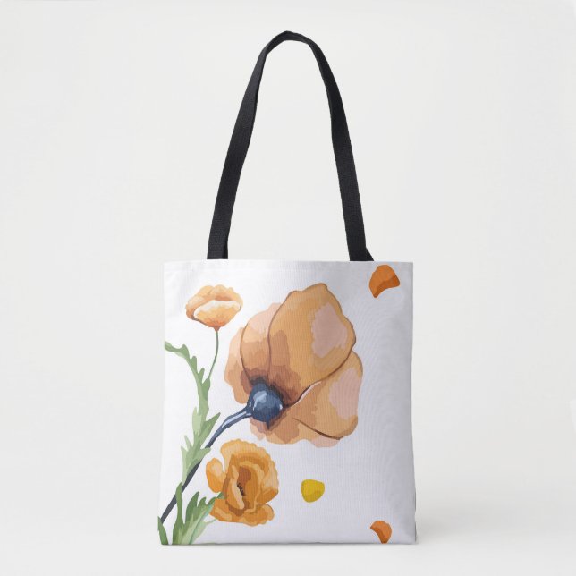 Oranger Wasserfarben-Mohn Tasche (Vorderseite)