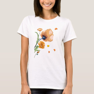 Oranger Wasserfarbenmohn T-Shirt