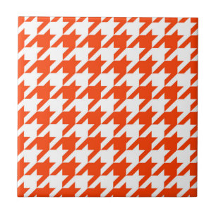 Oranger Weißer Houndstooth-Karo Fliese