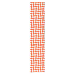 Oranger Weißer Houndstooth Karo Kurzer Tischläufer