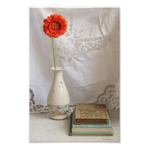 Orangerbera und Bücher Fotodruck