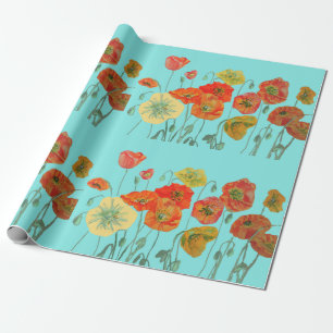 Orangerote Klatschmohn-Aquarell-Verpackungspapier Geschenkpapier