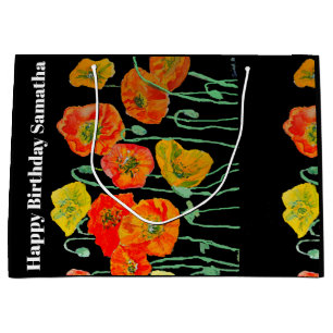 Orangerote Klatschmohn-Blumen-Aquarell-Frau Geburt Große Geschenktüte