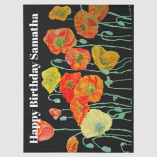 Orangerote Klatschmohn-Blumen-Aquarell-Frauen-Gebu Seidenpapier