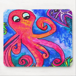Orangerote Krake Mousepad