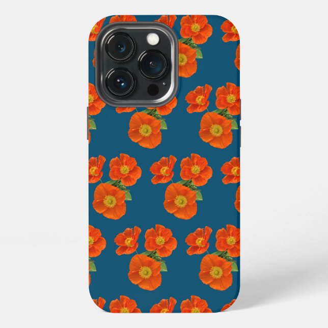 Orangerote Mohnblumen iPhone 13 Pro Hülle (Hinten)