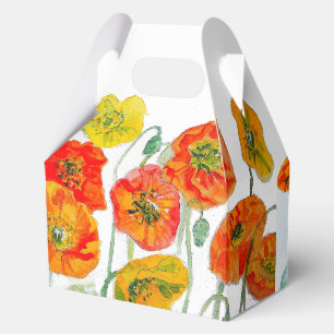 Orangerotes Klatschmohn-Blumenmuster Wasserfarbe H Geschenkschachtel