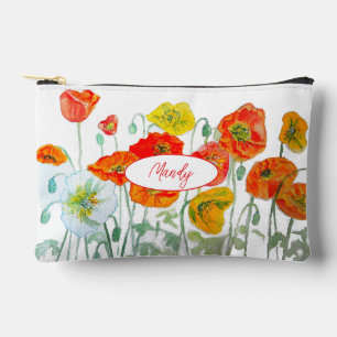 Orangerotes Klatschmohn-Blumenmuster Wasserfarbe M Zubehörtasche