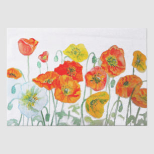 Orangerotes Mohnblumenmuster Aquarell Seidenpapier