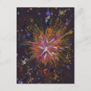Oranges abstrakte Kunst Star Acryl-Splatter-Malere Postkarte