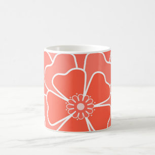 Oranges abstraktes Blumenmuster Kaffeetasse