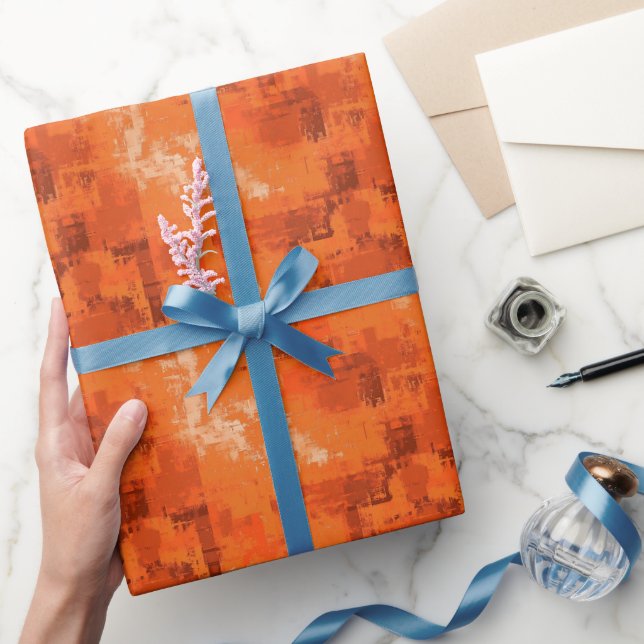 Oranges Abstraktes Gemälde  Geschenkpapier (Schenken)