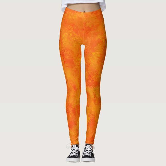 Oranges abstraktes Muster  Leggings (Vorderseite)