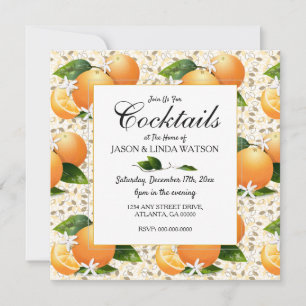 Oranges Agrumes Fruits Floral Cocktail Invitation